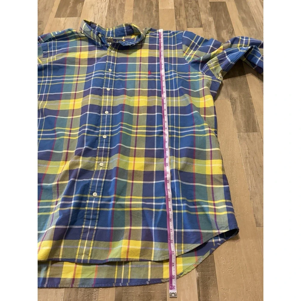 Polo Ralph Lauren Mens 3XLT Classic-Fit Plaid Button-Down Cotton Oxford Shirt